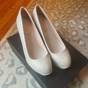NEW J crew metallic espadrille wedges